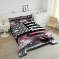 thumbnail image 3 of Vintage American Flag Comforter Sets, Camo Pink And Black Aircraft Bedding Full Grunge Retro Stars And Stripes Bed Set, Airplane Army Force Theme Duvet Set 3Pcs, 3 of 6