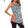 thumbnail image 3 of Sixtyshades Womens Summer Loose Sleeveless Vest Casual Floral Tank Tops Crew Neck Plus Size Tee Shirts Blouse (XL, Light Blue), 3 of 8