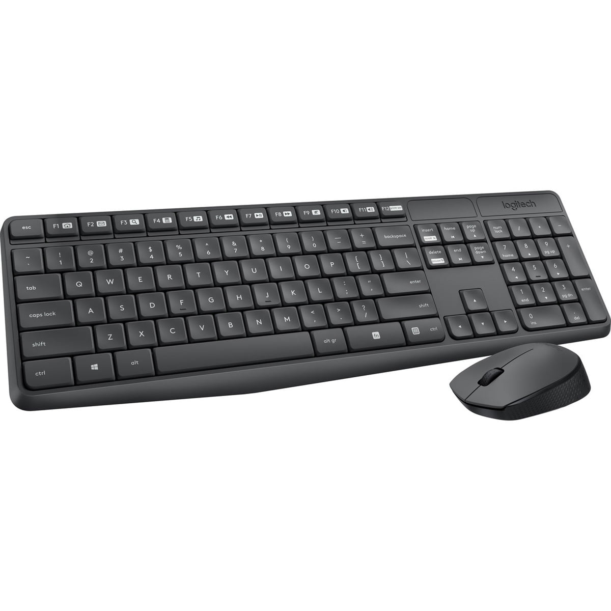 Logitech® MK235 Wireless Straight Full-Size Keyboard & Ambidextrous Optical Mouse  Black