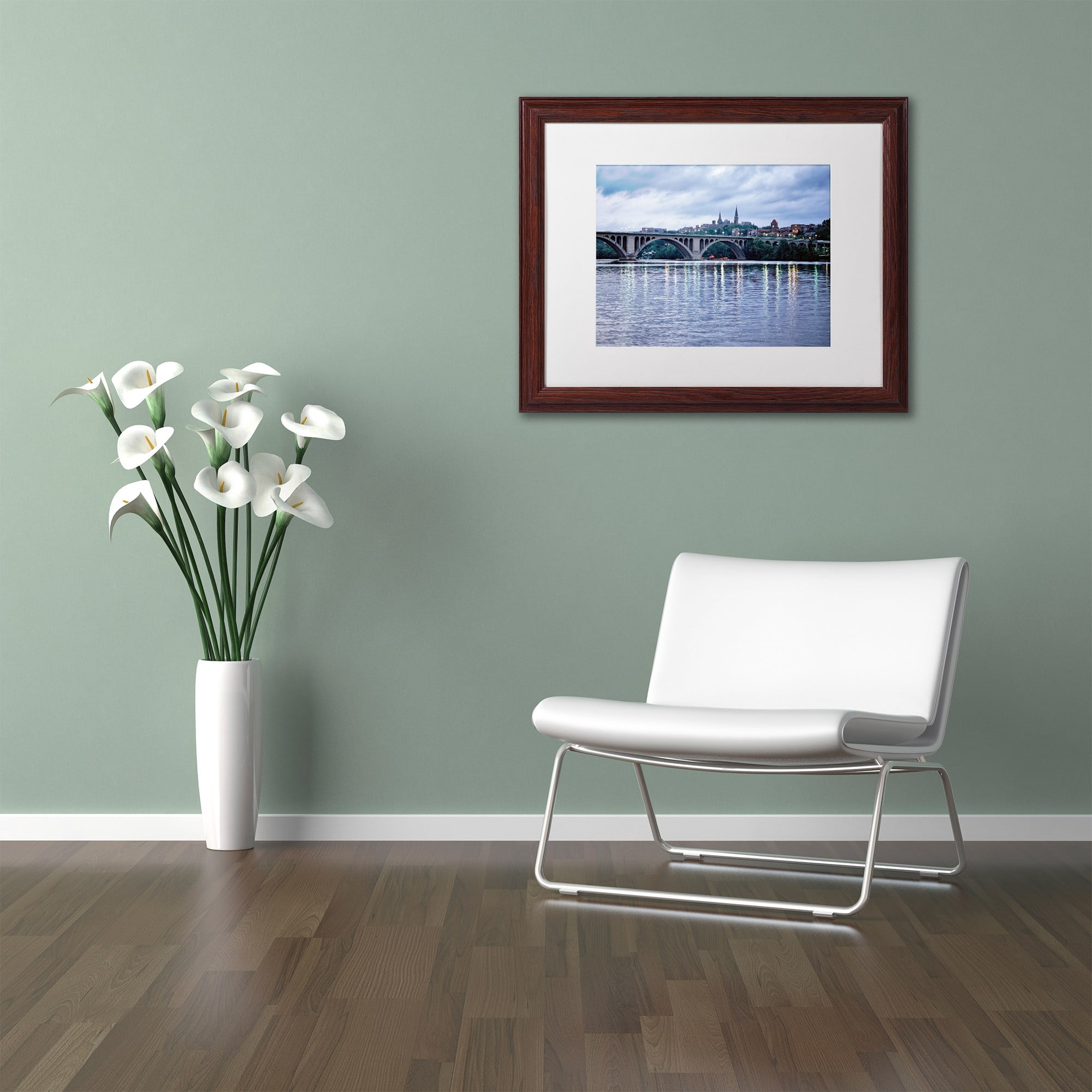 Trademark Fine Art "Georgetown-Key Bridge" Canvas Art by Gregory O'Hanlon, White Matte, Wood Frame