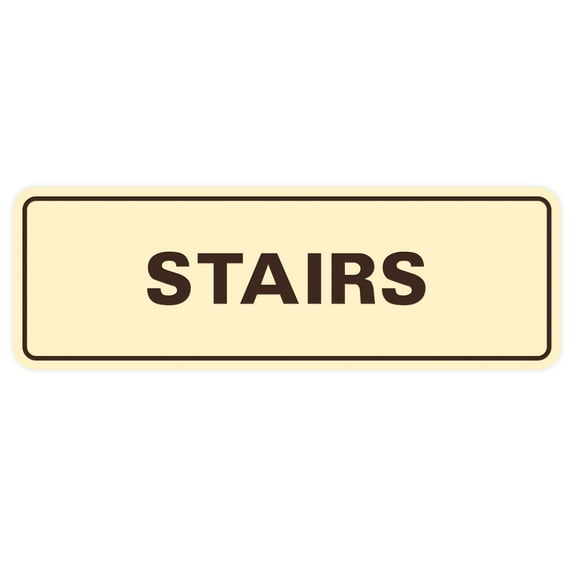 Standard Stairs Sign - Ivory / Dark Brown - Medium 2-3/4" X 7"