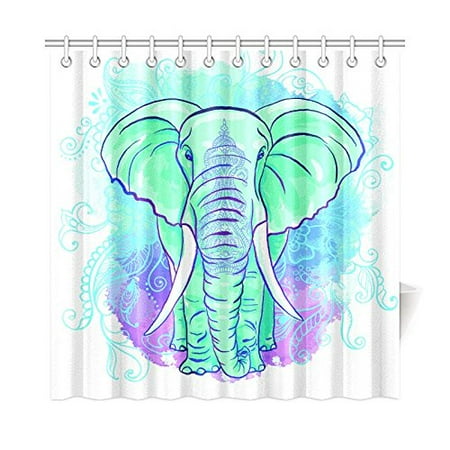 Pop Elephant Watercolor Bathroom Shower Curtain 66x72 Inch
