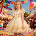 thumbnail image 2 of Xijirk Girls Dresses,Elegant Girls Party Dress With Puffed Sleeves And Skirt for Performance Wear Toddler To Kids Formal Attire,Dresses for Girls,Light Yellow,3-4 Years, 2 of 5