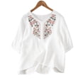 thumbnail image 6 of Lpmadey Floral Embroidered Tops for Women 3/4 Sleeve Boho Vacation Dressy Casual Shirts V Neck Tunic Tshirt, 6 of 7