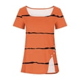 thumbnail image 3 of Raeneomay Split Hem Shirt and Oversized T Shirts Women's Short Sleeved Printed Neck Button Open Hem T-Shirt Top, 3 of 4