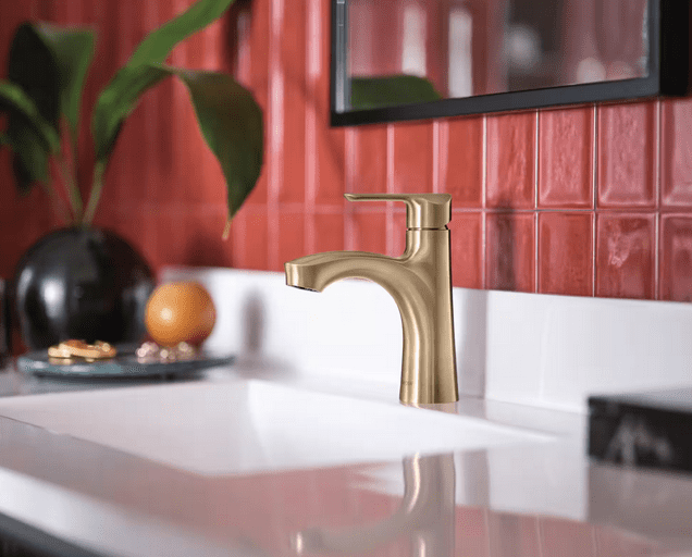 MOEN 84516BZG Findlay Single-Handle Single-Hole Bathroom Faucet in Bronzed Gold