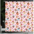 thumbnail image 4 of Ambesonne Pink Shower Curtain, Kitchen Cupcakes Muffins, 69"Wx84"L, Pale Pink and Brown, 4 of 5