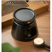 Warmself Hand Large Capacity Made Essential Oil Burner Wax Melt Burners, Aromatherapy Aroma Burner Ceramic Oil Diffuser Candle Tealight Holder Home Bedroom Decor Black