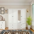thumbnail image 2 of VivaVista Wardrobe Armoire Closet, Modern Armoire Storage Cabinet with Hanging Rod & Drawer, Wood, 2 of 9