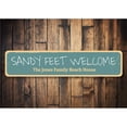 thumbnail image 1 of Sandy Feet Welcome Novelty Sign, Metal Wall Decor - 4x18 inches, 1 of 4