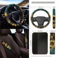 thumbnail image 3 of Yuyamidu 15 PCS Leopard Print Car Seat Cover Set Sunflower Steering Wheel Cover Seat Belt Pad Cover Trash Bin Rear View Mirror Cover Cup Holders Keychain Air Vent Storage Holder Car Decor, 3 of 7