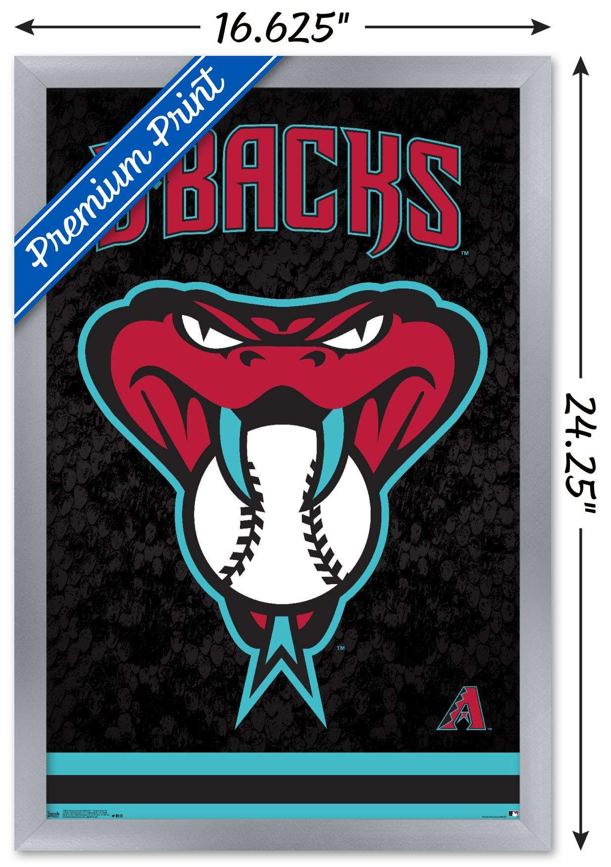 MLB Arizona Diamondbacks - Snake Head Logo Wall Poster, 14.725" x 22.375", Framed