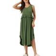 thumbnail image 2 of INSPIRE CHIC Women's Ruffle Nightshirt Maternity Sleeveless Sleepshirt Pleated Loose Nightgown XS Army Green, 2 of 6