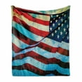 thumbnail image 1 of American Flag Soft Flannel Fleece Blanket, American Flag in the Wind on Flagpole Memorial Patriotism History Image Print, Cozy Plush for Indoor and Outdoor Use, 50" x 70", Blue Red, by Ambesonne, 1 of 6