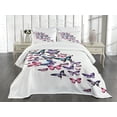 thumbnail image 3 of Ambesonne Navy and Blush Quilted Bedspread Set 3 Pcs, Many Butterflies, King Size, Violet Blue Pink, 3 of 5