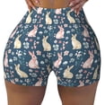 thumbnail image 2 of Daiia Cute Rabbit Floral Pattern Women's Workout Shorts Biker Shorts - High Waisted Workout Spandex Tummy Control Gym Running Yoga Shorts-X-Large, 2 of 8