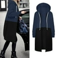 thumbnail image 2 of TIANZEN Women Autumn And Winter Casual Fashion Solid Color Drawstring Hooded Long Zipper Pocket Coat Long Jacket Coat Casual Suit Jacket for Women Jean And Wool Jacket Long Anorak Jacket, 2 of 5
