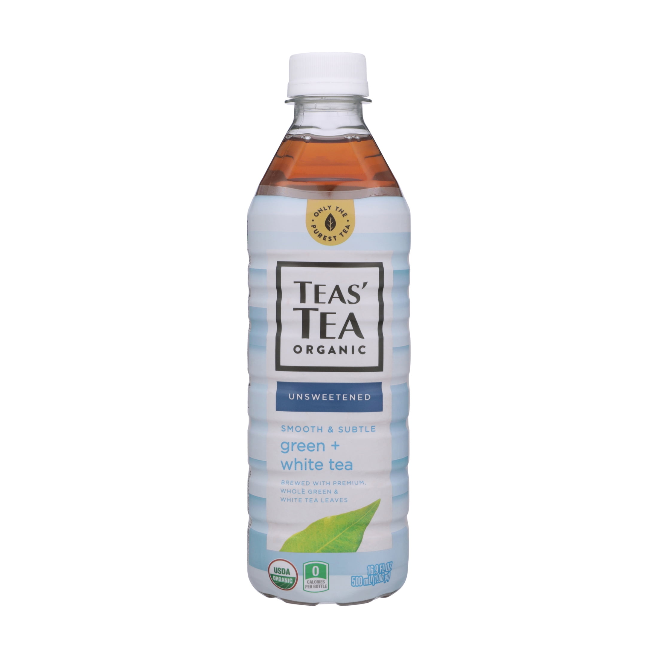 Teas' Tea Organic Green White Tea, Unsweetened Bottled Tea, 16.9 fl oz, 12 Pack