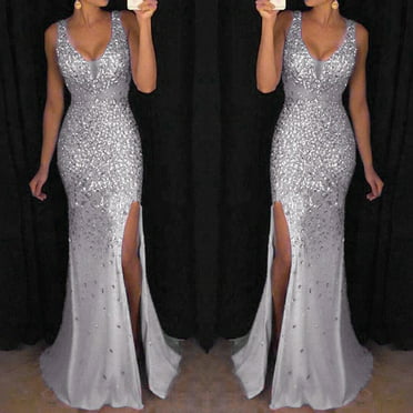 2019 New Elegant Women´s Mesh Long Formal Wedding Ball Gown Party Prom ...