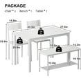 thumbnail image 3 of SogesPower Dining Table Set for 4, Kitchen Table with 2 Chairs and 1 bench, Use for Living Room Dining Room Kitchen, White, 3 of 7