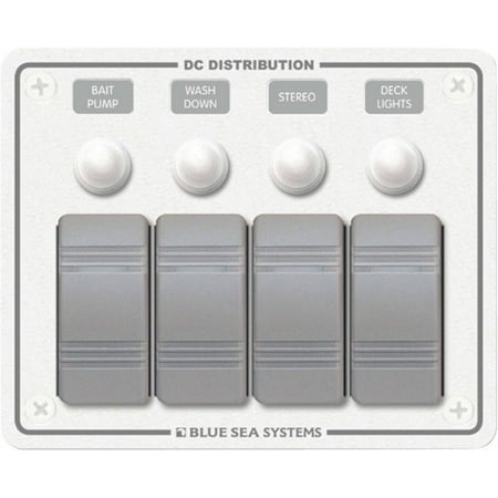- Blue Sea Systems Contura Water-Resistant 12V DC 4-Position Circuit-Breaker Panel