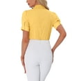 thumbnail image 3 of INSPIRE CHIC Women's Button Up Bodysuit One-Piece Short Sleeve Work Shirt Blouse XL Yellow, 3 of 5