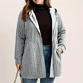 thumbnail image 3 of Women's Plus Size Zipper Ribbed Knit Sweater Jacket Casual Long Sleeve Hooded Jacket Coat with Pockets, 3 of 4