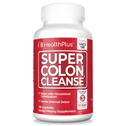Health Plus Super Colon Cleanse 30 Day Supply of Gentle Gut Cleanse Detox, Psyllium Husk, Probiotics for Constipation Relief & Digestive Support, 120 Capsules