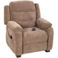 thumbnail image 1 of Brown Massage Recliner Chair, Power Reclining Single Sofa with 8-Point Vibration, Velvet Fabric, USB Charging & Side Pockets, 35.4" W, for Living Room or Bedroom Relaxation, 1 of 7