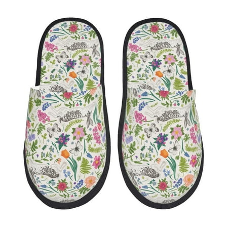 Balery Rabbit And Butterfly Slient Indoor Furry Fleece Comfort House Shoes Soft Non-Slip Home Shoes Cotton slippers House Slippers-- Medium