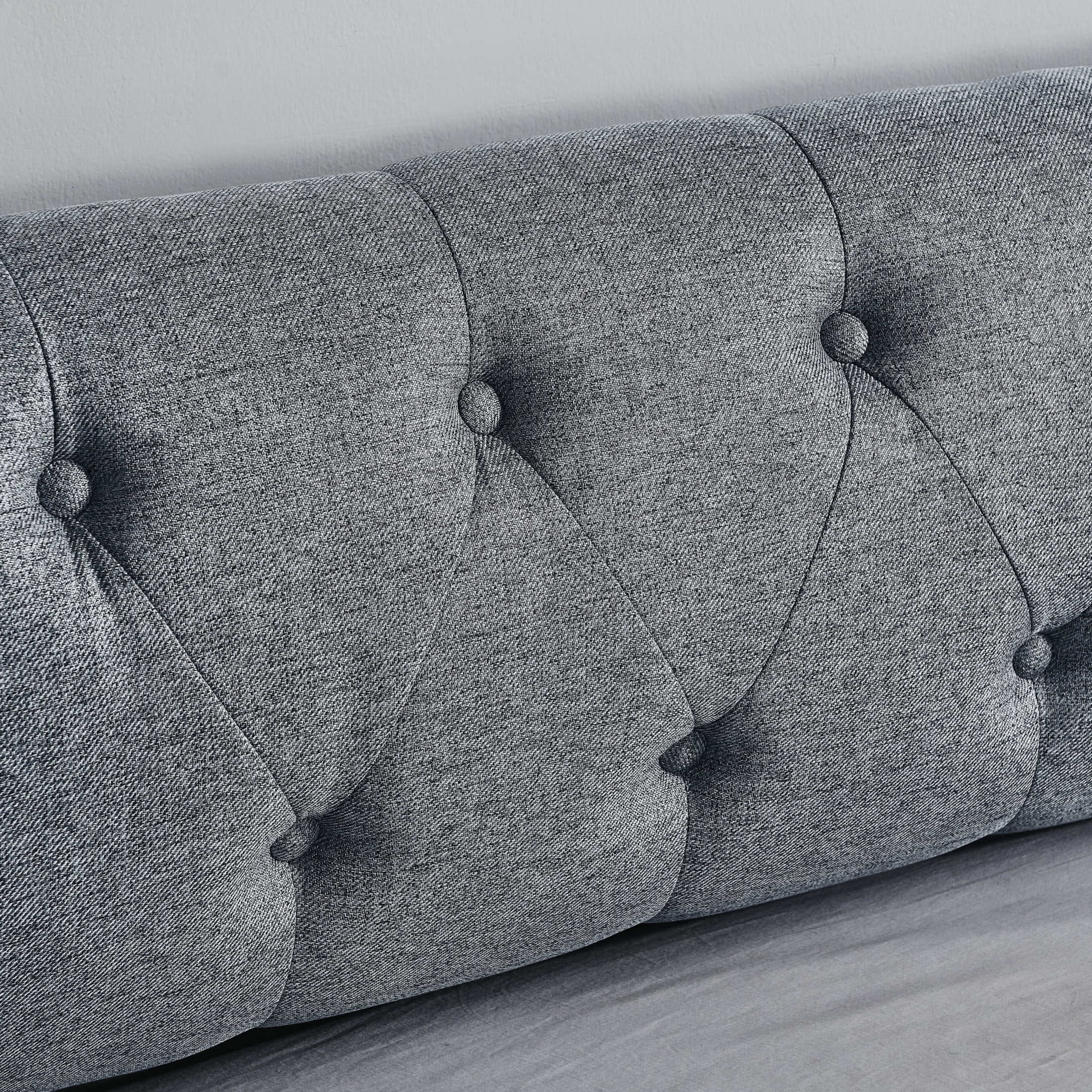 Noble House Carola Twin Size Linen Upholstery Daybed, Mid-Century Tufted Sofa Bed with Trundle and Charging Port, Gray