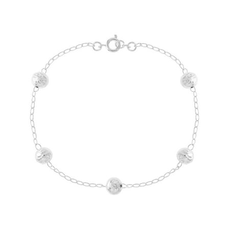 Silver Plated Ball Bracelet Thin Chain Link Ladies Woman 8