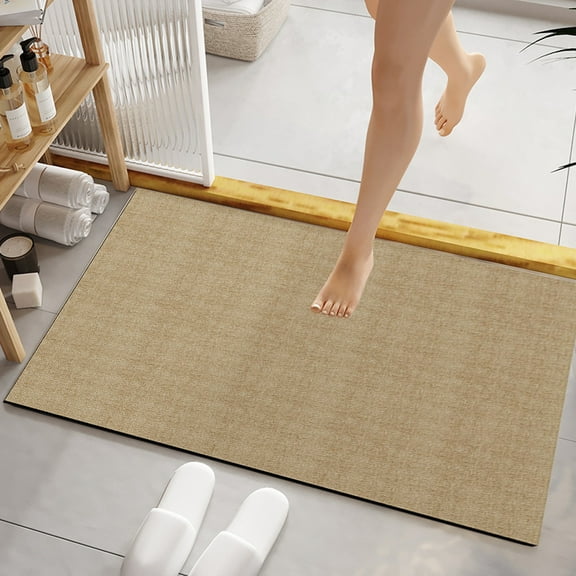 Luxurious Creamy Style Diatomite Mud Bathroom Mat | Super Absorbent & Quick-Drying | Non-Slip Rubber Back | Water Absorbent Floor Mat for Shower & Toilet | 40X60Cm Modern Yellow