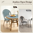 thumbnail image 6 of PURPLE LEAF OUTDOOR 3-Piece French Bistro Dining Set Round Outdoor Patio Table and 2 Armless Chairs Tempered Glass Top PE Rattan Champagne Finish Aluminum Frame Light Blue, 6 of 10