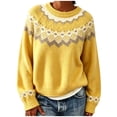 thumbnail image 2 of Sweater for Women Fair Isle Sweater Crew Neck Long Sleeve Loose Fit Casual Pullover Top, 2 of 5