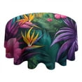 thumbnail image 4 of Colorful Tropical Leaf Pattern Round Tablecloth 60"x60",Wrinkle Wipeable Table Cloth for Kitchen Dining Room Picnic Patio Party, 4 of 6