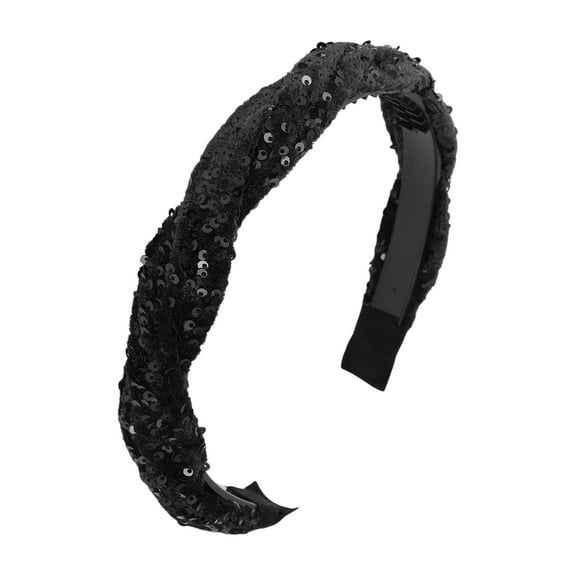 Unique Bargains 1 Pc Sequins Weave Headbands for Women Black