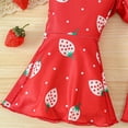 thumbnail image 6 of Spring New Baby Girls Short Sleeved Jumpsuit Striped Strawberry Print Red Flared Pants With Hairband Set Girl Casual Outfit, 6 of 8