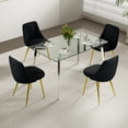 thumbnail image 4 of Set of 4 Velvet Dining Chairs, 18.5 Inch Width Modern Simple Upholstered Dressing Chair with Gold Metal Legs and Backrest for Living Room, Kitchen and Dinning room, Black, 4 of 8