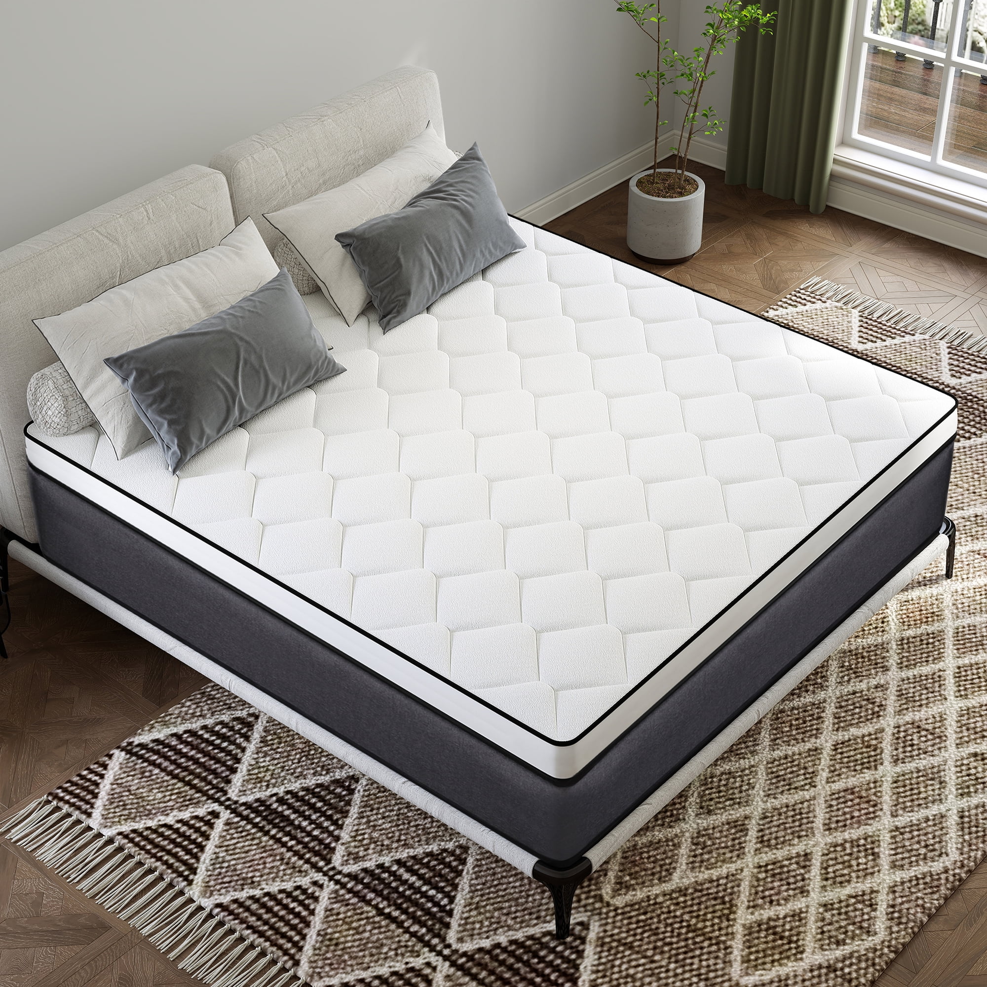 lemontalking 12 inch King Mattress,Medium Firm Hybrid Mattresses in a Box