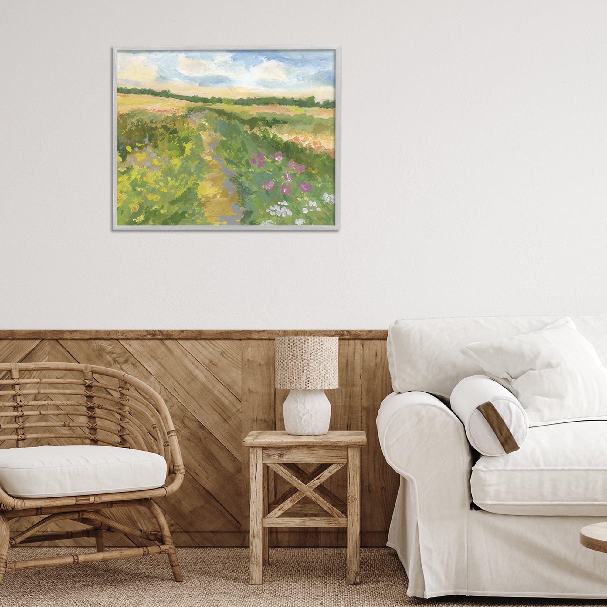 Stupell Industries Windswept Flower Field Gray Framed Giclee Art, design by Victoria Barnes
