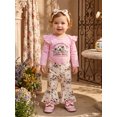 thumbnail image 3 of Cjfdfy Newborn Baby Girl Western Fall Outfits It's Alright To Be Little Bitty Print Ruffle Long Sleeve Romper Cowgirl Hat Print Pants And Headband Set Cute Cowgirl Fall Winter Outfit 0-18 Months, 3 of 9