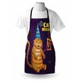 thumbnail image 4 of Humorous Apron, Cat Wizard Funny Cartoon Cat Character with Magician Hat in Outer Space, Unisex Kitchen Bib with Adjustable Neck for Cooking Gardening, Adult Size, Quartz and Multicolor, by Ambesonne, 4 of 4