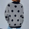 thumbnail image 3 of Sweaters for Women Casual Crew Neck Polka Dot Long-Sleeved Pullover Fall Outerwear,Grey,XL, 3 of 7