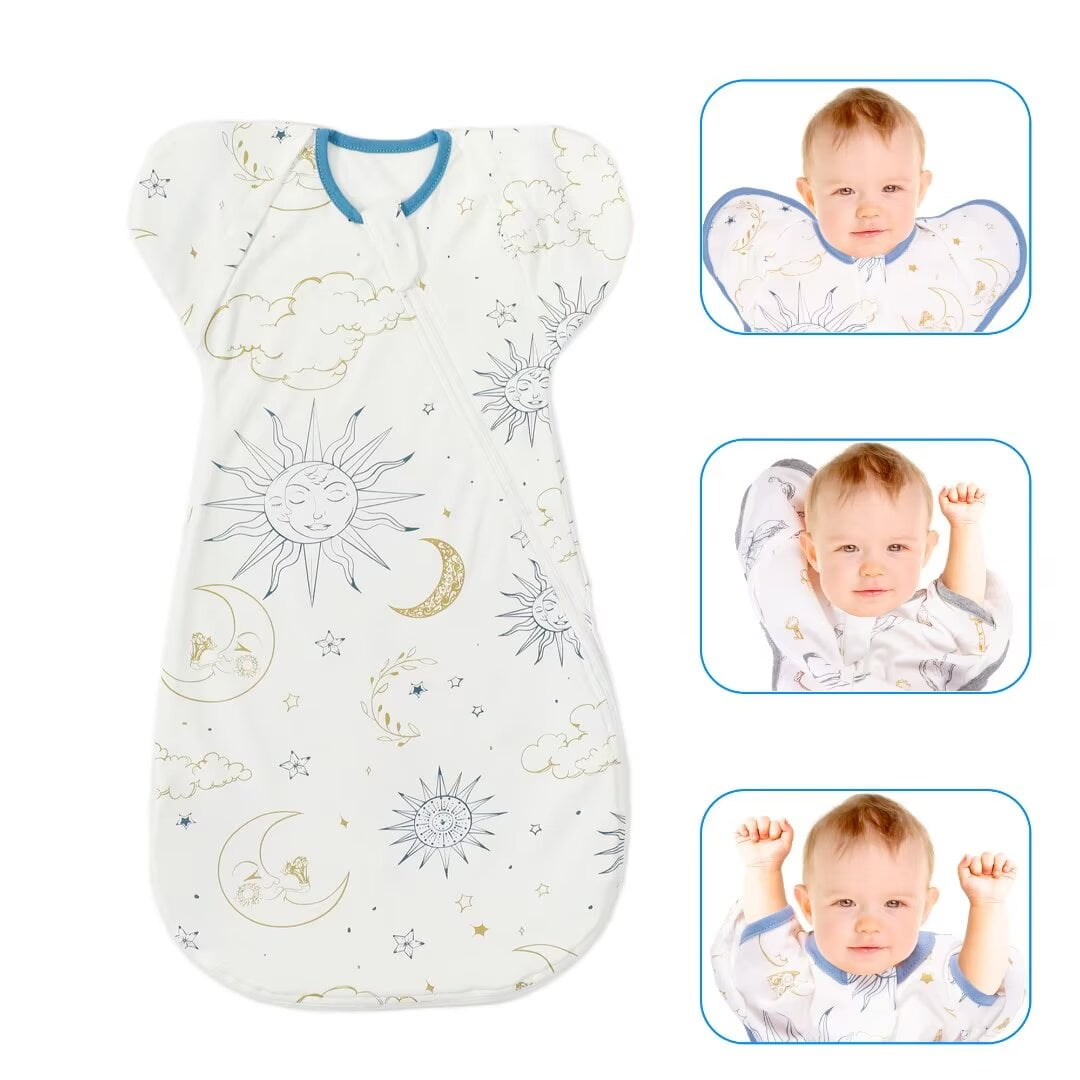 Baby Transtion sleep Sack baby sleep sack 3-6 Months swaddle sack Infant wearable Blanket (White, 3-6Months)