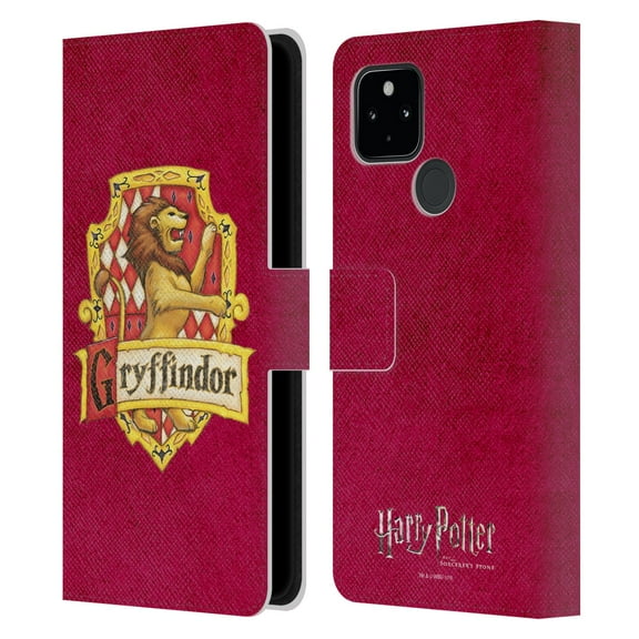 Head Case Designs Officially Licensed Harry Potter Sorcerer's Stone I Gryffindor Crest Leather Book Wallet Case Cover Compatible with Google Pixel 4a 5G
