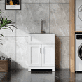 thumbnail image 3 of 24" White Laundry Utility Cabinet w/ Stainless Steel Sink and Faucet Combo, 3 of 6