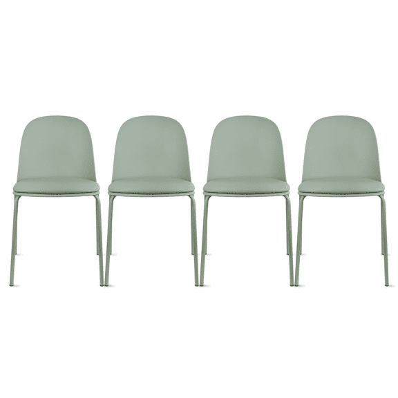 Set of 4 Armless Plastic Dining Chair Metal Legs for Dining Room Plastic Molded Seat With Cushion