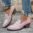 thumbnail image 6 of Women Shoes Block Heel Loafers for Women Suede Western Embroidery Pointed Toe Slip On Heels for Women Comfort Wide Feet Non Slip Vintage Ethnic Casual Dress Shoes for Women Autumn Winter Metal Buckl, 6 of 8