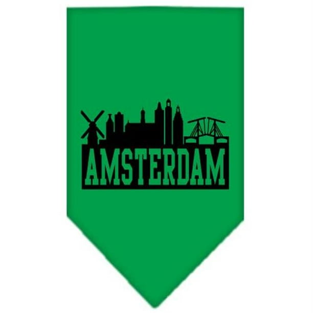 Amsterdam Skyline Sérigraphie Bandana Vert Émeraude Grand